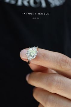 #cushiondiamondring #enlongatedcushion #trilogyengagementring #hattongardenjeweller #bespokeengagementring #londonjeweller Elongated Cushion Engagement Ring, Elongated Cushion, Cushion Engagement Ring, Cushion Cut Diamonds, Radiant Cut, Princess Cut Diamonds, Cushion Cut