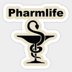 a sticker with the word pharmlife on it and a snake in front