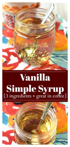 vanilla simple syrup recipe in a jar