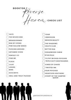 a checklist with people standing in front of it and the words, bookkeeper haven list