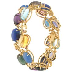 Handcraft Semiprecious Stones 18 Karat Yellow Gold Diamonds Cuff Bracelet For Sale at 1stDibs Unique Multicolor Gemstones For Formal Occasions, Multicolor Gemstones For Formal Occasions, Multicolor Cabochon Bracelet, Elegant Multicolor Bracelet With Cabochon, Elegant Multicolor Cabochon Bracelets, Elegant Multicolor Cabochon Bracelet, Collectible Multicolor Bangle, Formal Multicolor Jubilee Bracelet, Formal Multicolor Multi-stone Bracelets