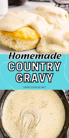 homemade country gravy recipe with eggs and biscuits