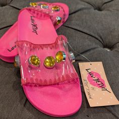 Betsey Johnson Pink Rhinestone Slides 9 Adorable Never Worn With Tags Slides Trendy Pink Sandals With Rhinestones, Pink Adjustable Sandals With Rhinestones, Adjustable Pink Sandals With Rhinestones, Rhinestone Slides, Pink Slides, Betsey Johnson Shoes, Pink Rhinestones, Betsey Johnson, Women's Shoes Sandals