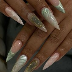 White French Nails, Gel X Nails, Nail Design, Nail the Gram, 3d Nail Art, Gel Man Icure, Gold Line Nails OS89 - Etsy UK Nails Bday, College Nails, Gel X Nails, Jade Nails, X Nails, Nail Art Gel, Nails Green, Stiletto Nails Designs