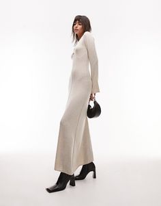 Dresses by Topshop Welcome to the next phase of Topshop V-neck Long sleeves Regular fit Flute Sleeve, France Trip, Joni Jeans, Chic Outerwear, Sleeve Maxi Dress, Maxi Knit Dress, Maxi Dress With Sleeves, Lightweight Knit, Winter Dresses