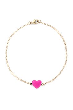 Wear your heart around your wrist. Features a heart charm in your choice of enamel color. Enamel Bracelet Jewelry With Lobster Clasp, Enamel Bracelet With Lobster Clasp, Pink Heart-shaped Sterling Silver Bracelet, Pink Heart-shaped Sterling Silver Bracelets, Glossy Enamel Jewelry Gift, Heart-shaped Bracelet With Extender As Gift, Enamel Charms Bracelet, Pink Bracelet With Extender, Valentine's Day Enamel Heart Charm Jewelry