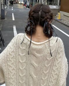 Cute Hair Styles For Work, Work Hair, Pigtail Braids, Ribbon Hairstyle, Work Hairstyles, Hair Dye, Aesthetic Hair, Hair Day