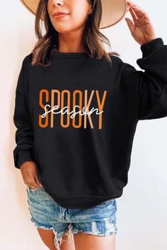 Material : Polyester & Spandex Blend Sizes (Measured in inches): S Bust 47 Length 26.5 M Bust 49 Length 27L Bust 51 Length 27.5 XL Bust 53 Length 28 Cute Shirt Designs, Vinyl Shirts, Daily Style, Workout Sweatshirt, Fall Sweatshirt, Halloween Sweatshirt, Diy Shirt, Holiday Shirts, Fall Shirts