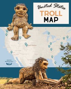 an image of trolly statues on the map