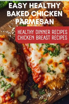 If you're craving the flavors of classic Chicken Parmesan but want to keep it light and healthy, make this Easy Healthy Baked Chicken Parmesan is part of your weekly healthy dinner recipes and add it to your chicken breast recipes rotation. Healthy Dinner Recipes Chicken Breast, Healthy Baked Chicken Parmesan, Healthy Chicken Parmesan, Healthy Baked Chicken, Easy Chicken Parmesan, Healthy Baked, Baked Chicken Parmesan, Comfort Food Recipes Dinners, Chicken Breast Recipes Healthy