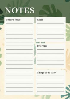 a notepad with the words, today's focus and goal list on it