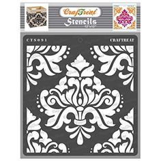 the crafter's workshop stencil set is shown with an ornate damask pattern