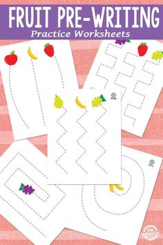 fruit pre - writing practice worksheets for kids to practice their handwriting and numbers