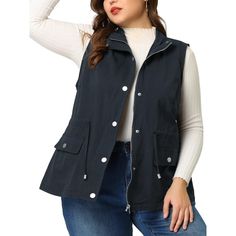 About us: A female plus-size brand inspired by the need of its customers. We hope our clothing can match you into various occasions, by the proper tailoring to show your perfect curve and the comfortable fabrics enables you a pleasant experience. The shape of the vest jacket is casual and easily wears. An exceptionally soft and lightweight vest, it fits comfy. Size: 1x. Color: navy blue. Age Group: adult. Pattern: Solid. Material: Cotton. Scrub Vest, Fits Comfy, Drawstring Jacket, Cargo Vest, Lightweight Vest, Work Blazer, Plus Size Brands, Body Curves, Cardigan Shirt