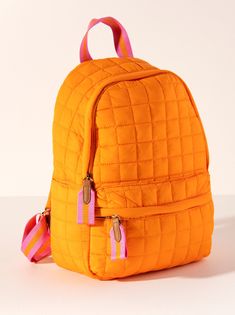 Shiraleah Ezra Backpack, Orange Preppy Backpack, Orange Backpacks, Everyday Casual Outfits, Quilted Backpack, Cute Backpacks, How To Make Handbags, Strap Tops, Cute Bags, Stylish Bag