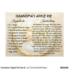 the recipe for grandma's apple pie