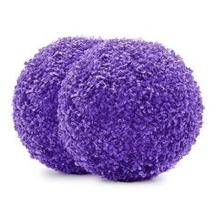 two balls of purple yarn on a white background