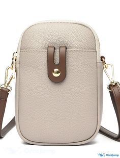 OrcaJump - Womens Sling Mobile Phone Bag Crossbody Bag with PU Leather Buttons, Zipper Closure, and Solid Color for Daily Outdoor Use Beige Zipper Closure Phone Shoulder Bag, Beige Shoulder Phone Bag With Zipper, Beige Shoulder Phone Bag With Zipper Closure, Cream Crossbody Mobile Phone Bag, Mode Niqab, Small Shoulder Bags, Handbags And Purses, Luxury Designer Handbags, Mobile Phone Bag