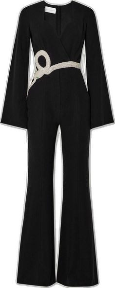 Elegant Embellished Formal Pantsuit, Fitted Embellished Evening Pantsuit, Elegant Fitted Embellished Pantsuit, Embellished Fitted Pantsuit For Formal Occasions, Clio Peppiatt, Crepe Jumpsuit, Crystal Belt, Slim Pants, Net A Porter