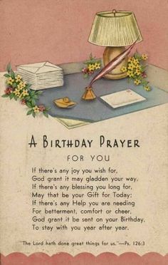 a birthday prayer with a lamp and flowers