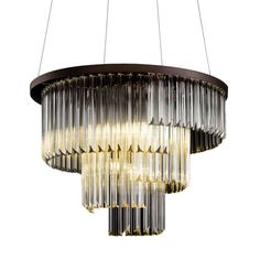 a modern chandelier hanging from the ceiling