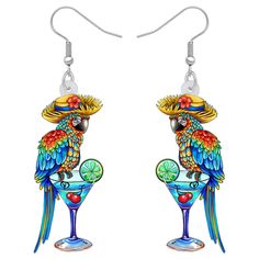 PRICES MAY VARY. DOWAY Cute Acrylic Macaw Parrot Earrings Dangle Charms Jimmy Buffett Accessories Earrings weight :3.3g, size :28mm x 27mm Charm size approximately 1.10"tall & 1.06" width Double-sided acrylic print, lightweight, nickel-free and hypoallergenic, NOT 3D Earrings! Jewelry will be packaged in a velvet pouch, perfect for gift giving and safe keeping. Ideal for Christmas parties, Valentine's Day, Mother's Day, anniversaries, Easter, Thanksgiving, weddings, birthdays, graduations, famil Parrot Jewelry, Macaw Parrot, Hawaiian Jewelry, Parrot Bird, Dragon Jewelry, Bird Earrings, Summer Gifts, Bird Jewelry, Dangle Charms