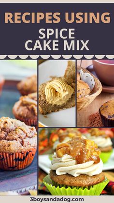 the recipe book is filled with pictures of cakes and muffins, including cupcakes