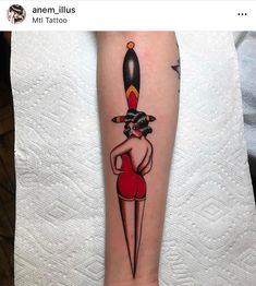 Lady Knife Tattoo, Pinup Knife Tattoo, American Traditional Pinup Tattoo, American Traditional Pinup, Traditional Pinup Tattoo, Bombshell Tattoo, Burlesque Tattoo, American Traditional Cowgirl Pinup, Sailor Jerry Pinup Tattoo