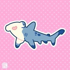 a shark sticker on a pink background