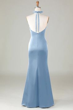 Mermaid Halter Dusty Blue Long Satin Bridesmaid Dress Sage Pink, Satin Bridesmaid Dress, Dusty Sage, Hoco Dress, Mermaid Bridesmaid Dresses, Dress Homecoming, Dress Occasion, Satin Bridesmaid Dresses, Sophisticated Dress