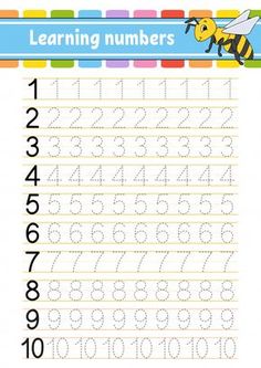 a printable worksheet for learning numbers with a bee on the number line