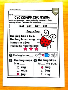 a printable worksheet for the cvc compension with pictures of bugs