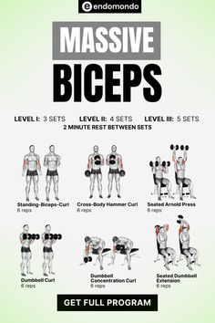 an exercise poster showing how to do the massive biceps