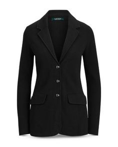 Combining the polish of a blazer with the soft feel of a sweater, this cotton single-breasted jacket is a chic piece that doesn't compromise on comfort. Knit Blazer, Single Breasted Jacket, Ralph Lauren Sweater, Black Blazers, Blazers For Women, Sweater Shop, Lauren Ralph Lauren, Single Breasted, Knitted Sweaters