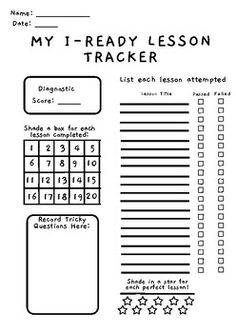 the printable worksheet for my 1 - ready lesson tracker is shown in black and white