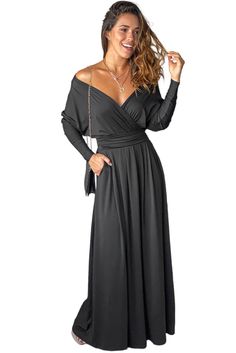 Black V Neck Batwing Sleeve Maxi Dress 00s Fashion Outfit, Waist Belt Design, Summer Dresses With Sleeves, Gorgeous Maxi Dresses, 00s Fashion, Belt Design, Sleeve Maxi Dress, Dresses By Length, Maxi Dress With Sleeves