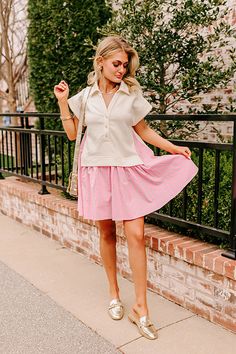 Sweet On You Mini Dress Spring Lookbook, Dress Men, Ruffled Skirt, Darling Dress, Sweet Dress, V Cut, V Cuts, Men Dress, Pink And Green