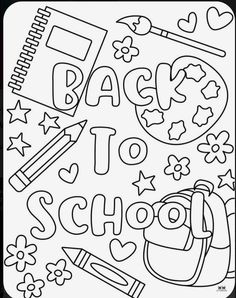 back to school coloring page with the words back to school