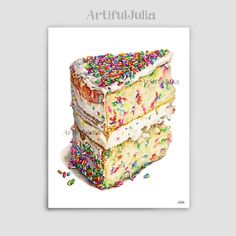 three slices of cake with sprinkles on top