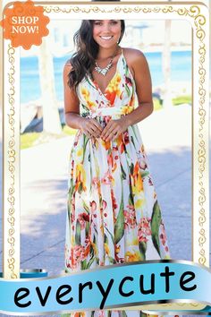 Cross Back Boho Printed Maxi Beach Dress Printed Maxi Dress For Spring Holiday, Spring Holiday Printed Maxi Dress, Multicolor Sundress For Brunch On Vacation, Multicolor Sundress For Vacation Brunch, Multicolor Sundress For Brunch And Vacation, Multicolor Floral Midi Dress For Beach, Casual Dress For Garden Party And Vacation, Floral Print Maxi Dress For Garden Party Vacation, Vacation Maxi Dress For Garden Party