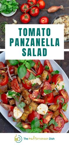 tomato and mozzarella salad with text overlay