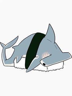 a drawing of a shark laying on its side