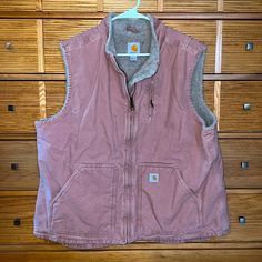 This Dusty Rose Carhartt Vest Is Ready To Keep You Warm And Comfy On Any Activity You Can Imagine! It Is Workwear, Streetwear, Adventure Wear And Relaxing Wear! Three Outside Pockets (One Zippered) And Two Inside Pockets Give You Tons Of Places To Hold Your Essentials! A Gorgeous Fade Makes This Vest Look Loved. This Dusty Rose Vest Is Great For Layering! No Cuts, Tears Nor Major Stains Seal The Deal! Euc And Steam Sanitized For Your Peace Of Mind! Pink Carhartt, Carhartt Vest, Carhartt Jackets, Carhartt Women, Day Work, Sherpa Lined, Work Casual, Cold Day, Dusty Rose