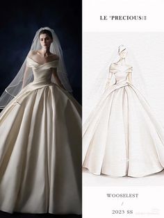 an image of a wedding dress and veil with the words le preciouse on it