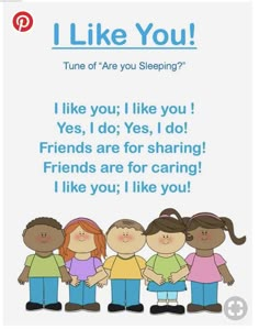 a group of kids standing next to each other with the words i like you