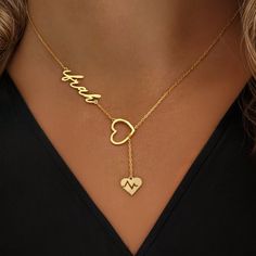 Personalize Your Style with Our Initial Necklace. Crafted with precision and attention to detail, this necklace is the perfect way to showcase your personal style. Metal: Stainless Steel Available in a variety of finishes: 🌹 Rose Gold 🟡 18k Gold 🥈 Silver The chain length options include: - 16" - 18" - 20" - 22" Each necklace is meticulously: ✨ Designed ✨ Polished ✨ Assembled Please note: All our items come with a 5 cm/2" extension chain. so don't hesitate about the size!! * 14" NECKLACE: Fits Customized Gold Charm Necklace With Heart Pendant, Customized Gold Heart Charm Necklace, Gold Heart Necklace With Custom Name, Customized Gold Necklace With Heart Pendant, Customized Gold Heart Pendant Necklace, Gold Heart-shaped Personalized Name Necklace, Customized Gold Heart Name Necklace, Customized Gold Heart Nameplate Necklace, Gold Heart Necklace With Custom Name For Anniversary