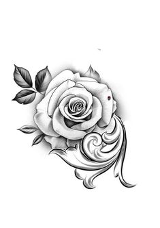 a black and white rose tattoo design