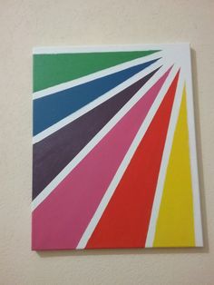 a painting on the wall with different colored lines painted on it's sides and bottom