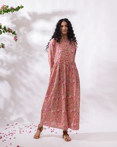 "PRINTED MAXI DRESS | Linen Maxi Dress | Full Sleeve Maxi Dress | Ankle Length Dress | Floor Length Linen Dress | Pink Floral Modest Dress >KNOW YOUR DRESS< - comfortable fit - available in printed 100% cotton and Linen blend fabrics  - the model is 175 cm high (regular XS - S) and is wearing size S.  - print in the picture - P11 - (Please choose colors from drop down menu). >FIT< - The dress is of comfortable fit  >COLOR< - The dress is available in 36 printed cotton fabrics and 40 Linen Cotton Blend Fabrics  - We found out the fabric to be rather hard to photograph to have an exact color for exposure - fabric wrinkles often catches unexpected light and show thousands of shades in different positions and certain lights. The actual colors also vary due to your computer resolution and monit Pink Floral Print Maxi Kurta, Pink Maxi Length Kurta For Spring, Pink Anarkali Dress For Summer, Multicolor Straight Kurta Dress For Spring, Pink Straight Kurta Dress For Summer, Pink Anarkali Dress With Floral Print, Spring Anarkali Pink Dress, Casual Floral Print Straight Kurta Dress, Fabric Wrinkles