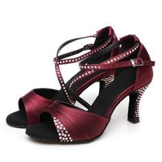 Women's Satin 7.5cm Heels Latin Shoes Ballroom Dance Shoes Salsa Shoes Fuchsia Musical Outfits, Grad Shoes, Danza Latina, Dance Shoes Jazz, Black Dancers, Circus Wedding, Salsa Shoes, Blouson Tankini, Ballroom Shoes